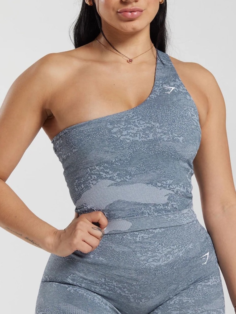 Gymshark One-Shoulder SeamlessTop in Slate Blue Heather